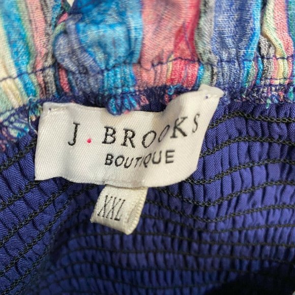 J. Brooks Boutique Woman's XXL Maxi Halter Dress Stripe Ruffles Tie Back New - Picture 4 of 11